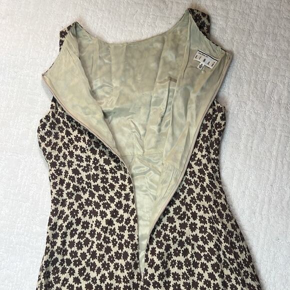 Kenar Feminine Floral Sheath Dress Brown Cream Sleeveless Lined Sz 6 - Picture 7 of 9